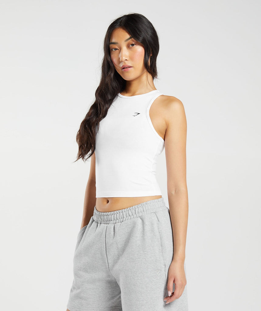 Gymshark Essential Cotton Midi Tank - White | Gymshark