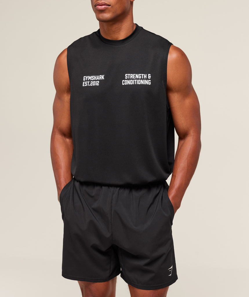 Gymshark S&C Graphic Cut Off Tank - Black | Gymshark